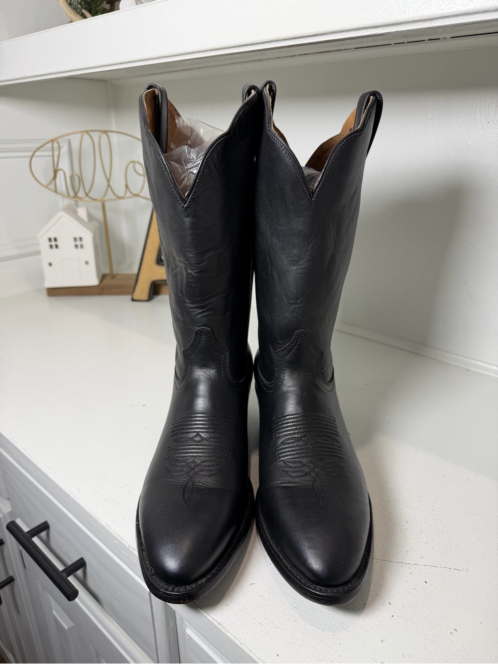 Sedona West Women’s 9.5B Black Leather Cowboy Boots Classic Western Vintage - Picture 2 of 10